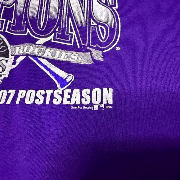 2007 Colorado Rockies NL Champions T-Shirt Large Purple MLB Postseason - Picture 8 of 10